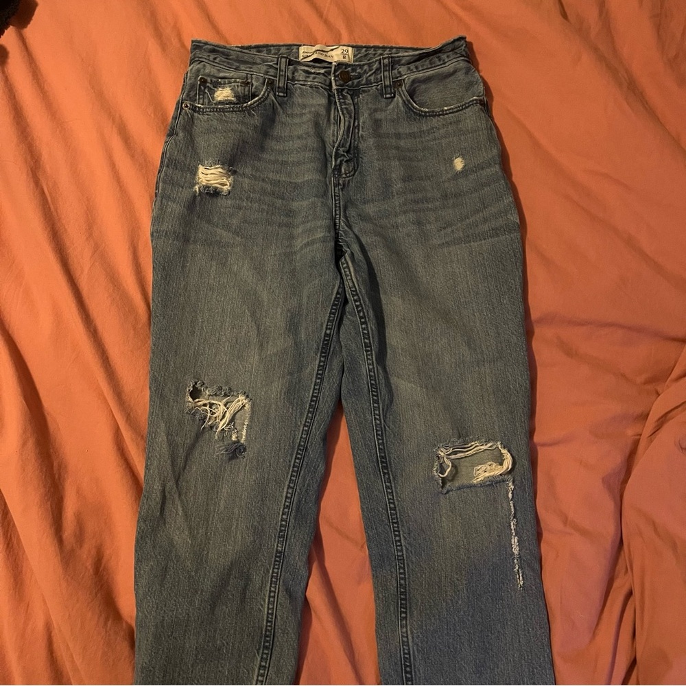 Abercrombie & Fitch Blue Distressed Ankle Jeans